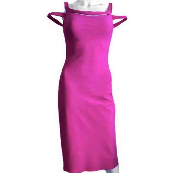 TARIK EIDZ Fuchsia Bodycon Bandage Dress NWT - Picture 2 of 11